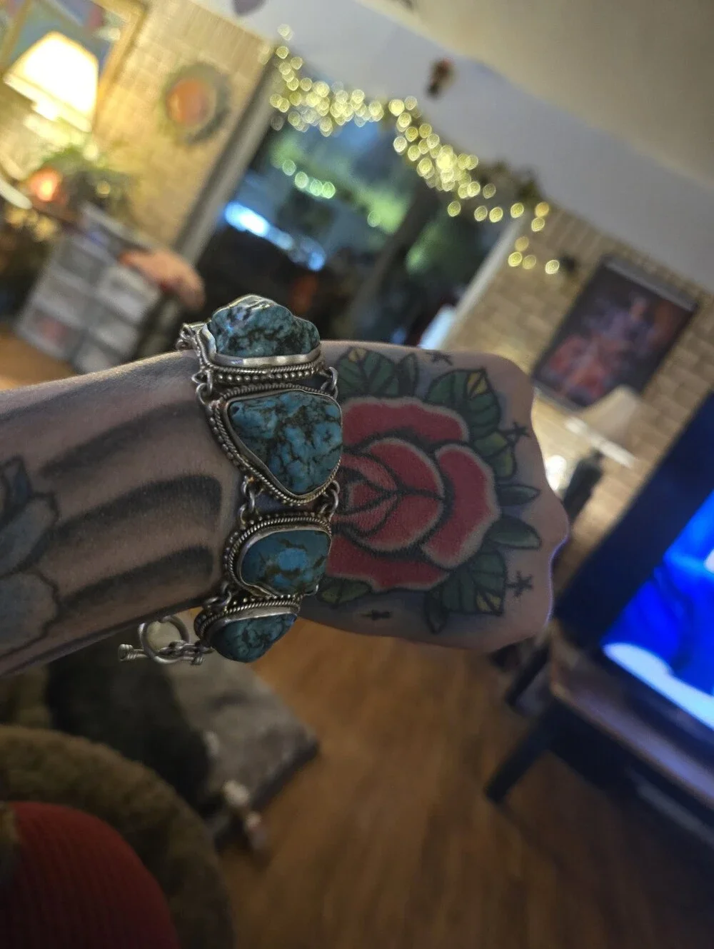 Turquoise Nugget Sterling Silver Bracelet